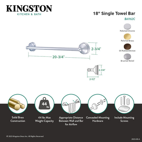 Vintage BA1162SN 18-Inch Towel Bar, Brushed Nickel