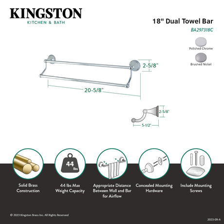 Governor BA297318SN 18-Inch Dual Towel Bar, Brushed Nickel
