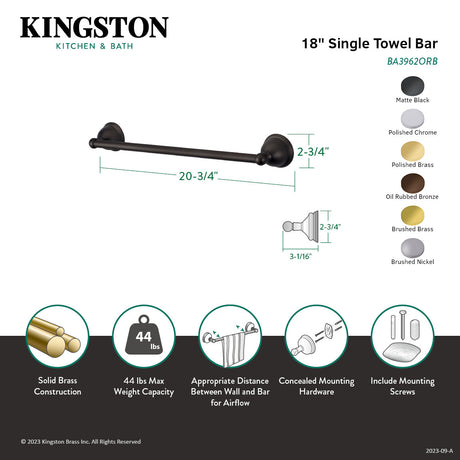 Restoration BA3962PB 18-Inch Towel Bar, Polished Brass