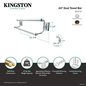Millennium BA6013C 24-Inch Dual Towel Bar, Polished Chrome