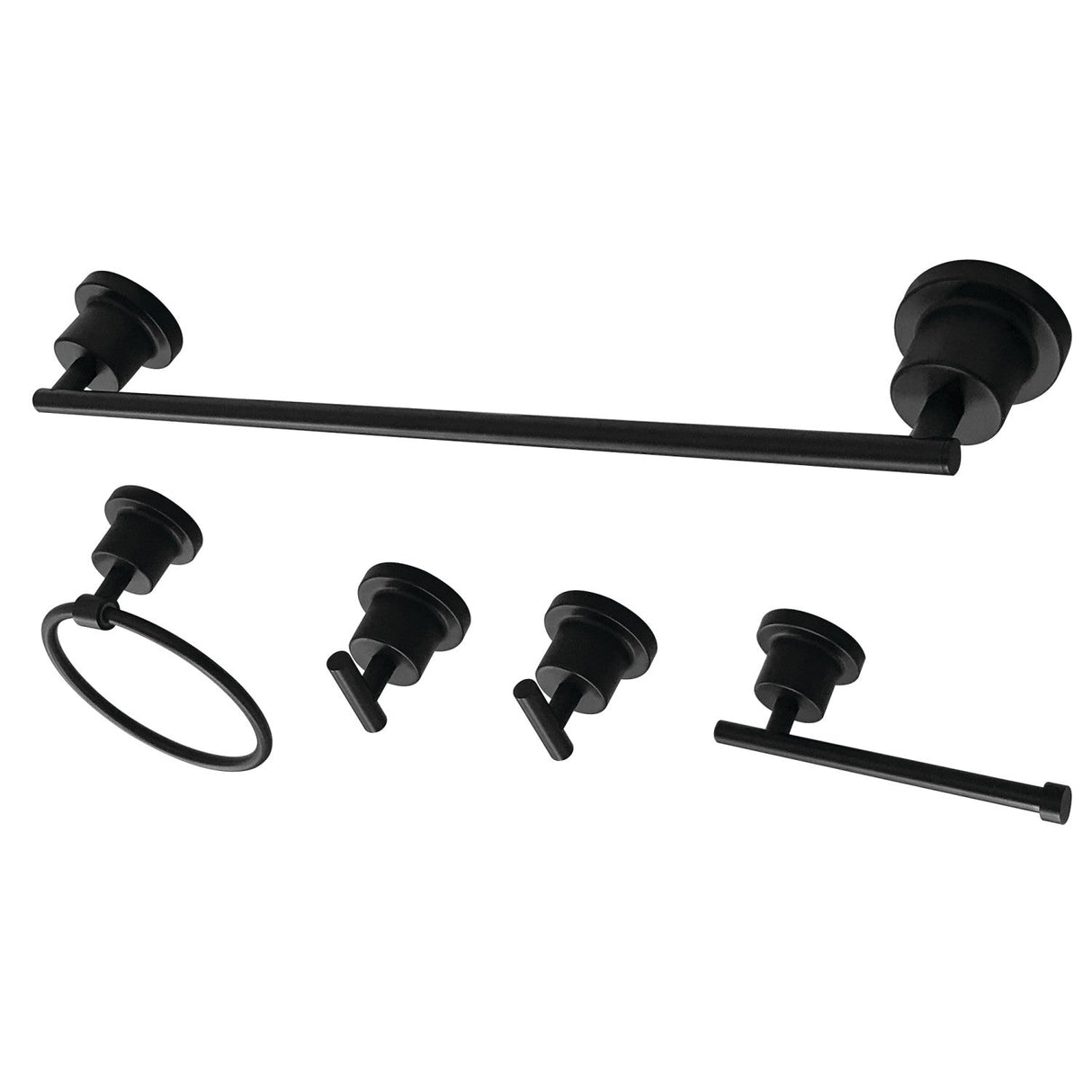 Concord BAH8212478MB 5-Piece Bathroom Hardware Set, Matte Black