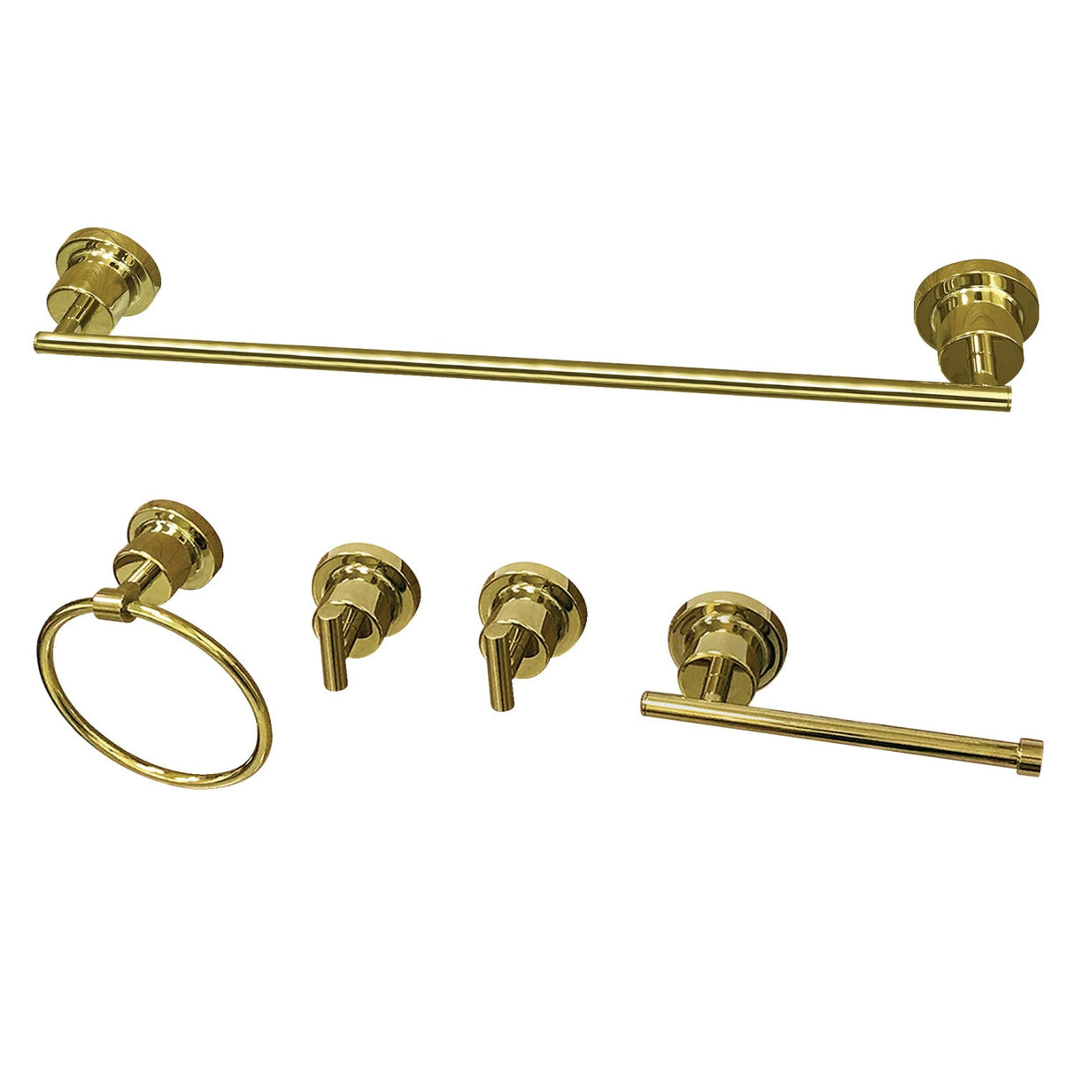 Concord BAH8212478PB 5-Piece Bathroom Hardware Set, Polished Brass