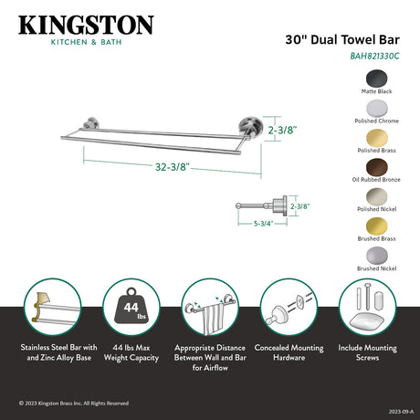 Concord BAH821330PB 30-Inch Dual Towel Bar, Polished Brass