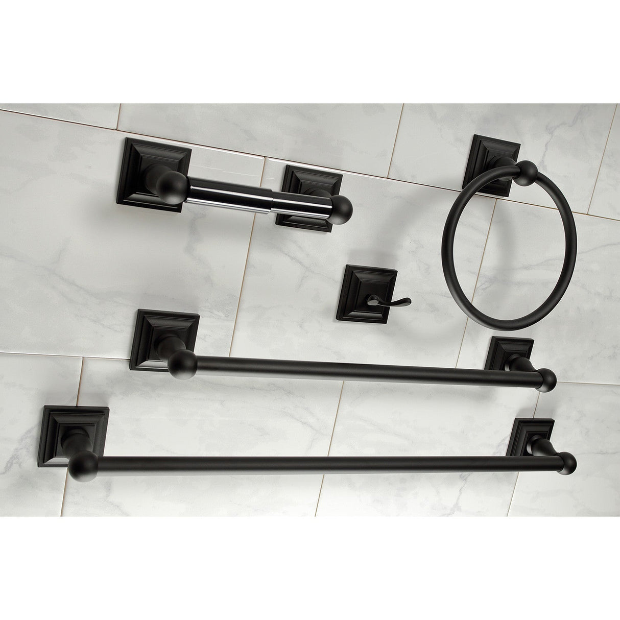 Serano BAHK3212478K 5-Piece Bathroom Hardware Set, Matte Black