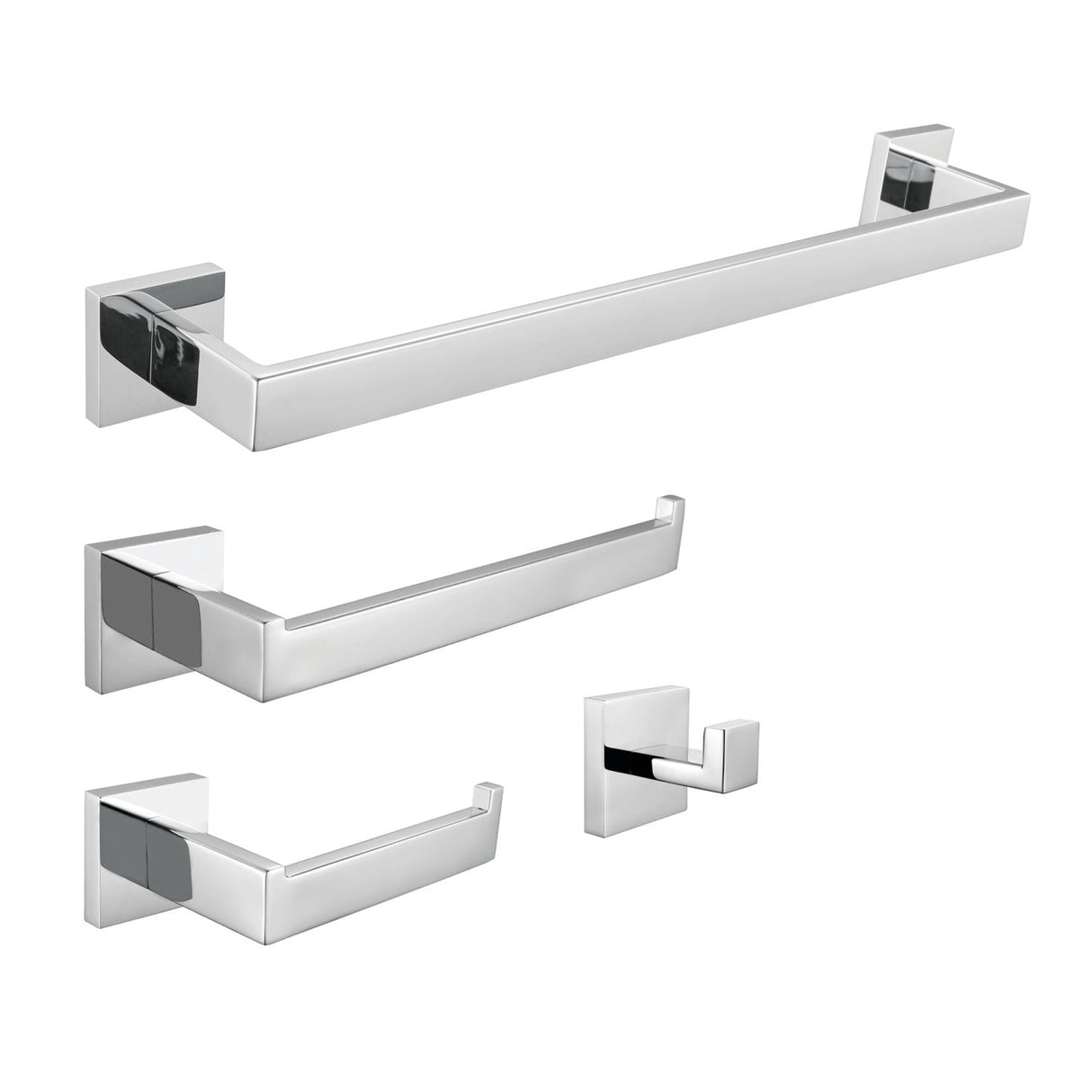 Lasdun BAHK602478C 4-Piece Bathroom Hardware Set, Polished Chrome