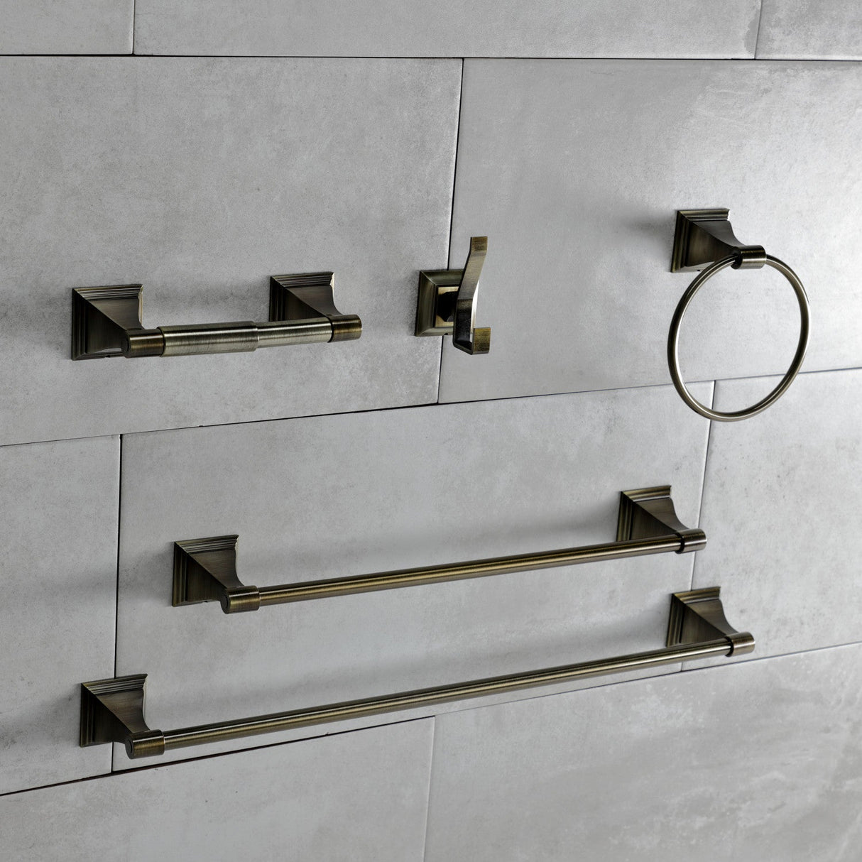 Monarch BAHK61212478AB 5-Piece Bathroom Hardware Set, Antique Brass