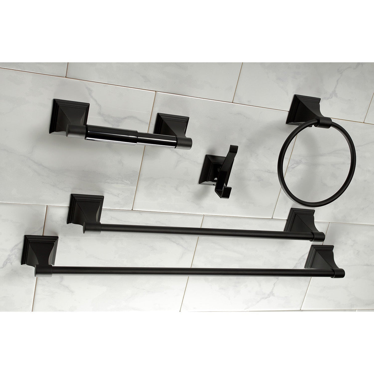 Monarch BAHK61212478K 5-Piece Bathroom Hardware Set, Matte Black