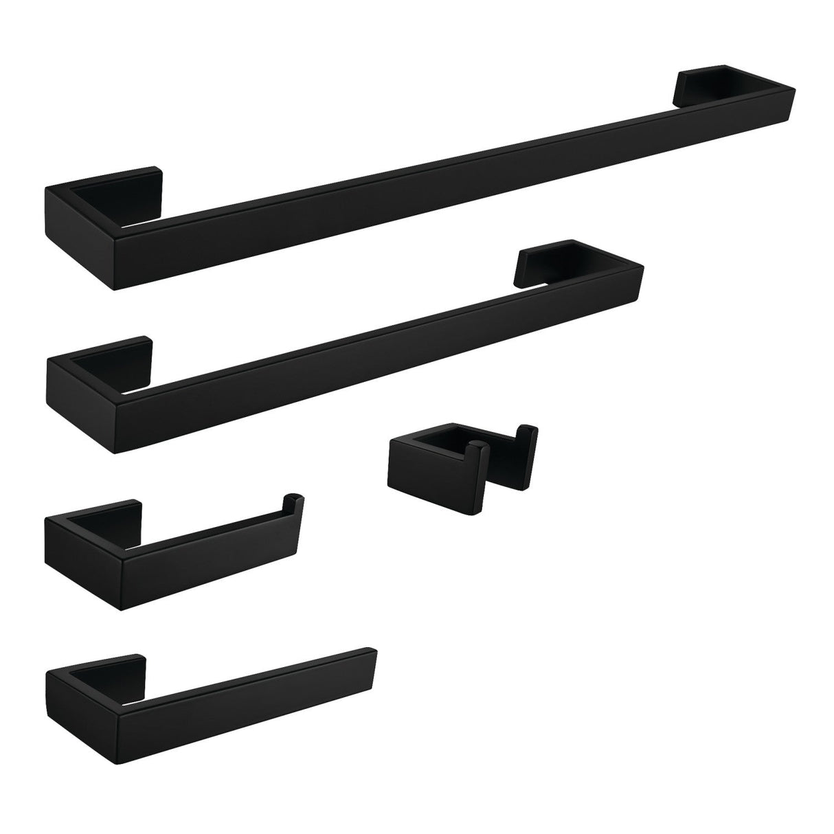 Lasdun BAHK6412478MB 5-Piece Bathroom Hardware Set, Matte Black