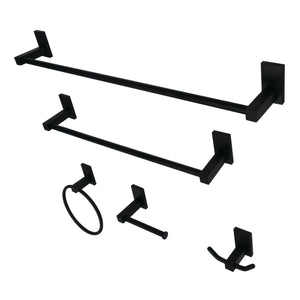 Continental BAHK8212478MB 5-Piece Bathroom Hardware Set, Matte Black