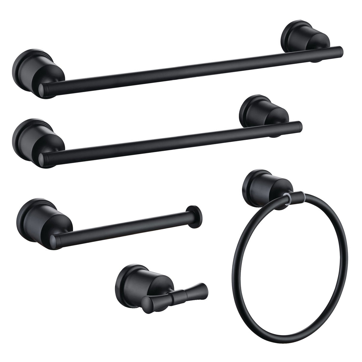 Mathsson BAHK9112478MB 5-Piece Bathroom Hardware Set, Matte Black