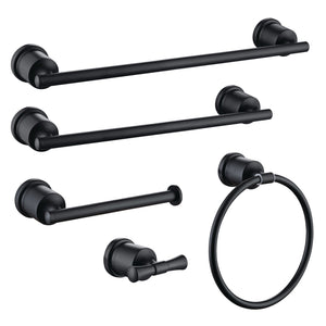 Mathsson BAHK9112478MB 5-Piece Bathroom Hardware Set, Matte Black