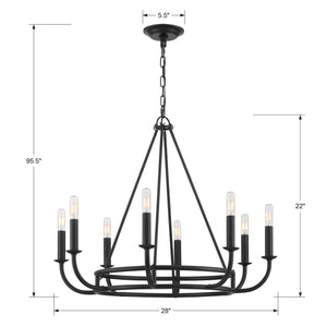 Bailey 8 Light Aged Brass Chandelier BAI-A2108-AG