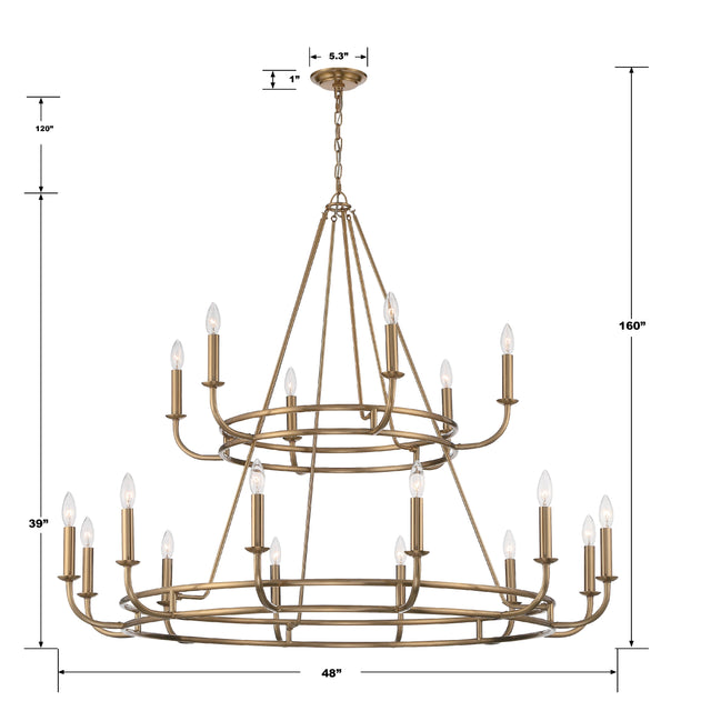 Bailey 18 Light Aged Brass Chandelier BAI-A2109-AG
