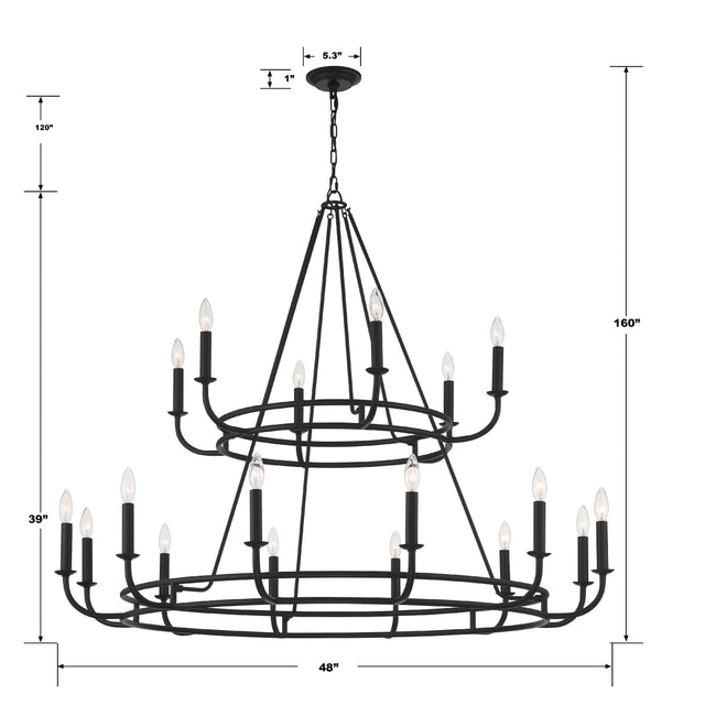 Bailey 18 Light Aged Brass Chandelier BAI-A2109-AG