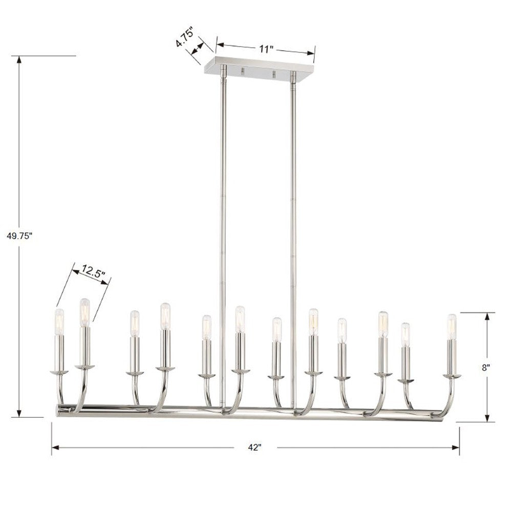 Bailey 12 Light Polished Nickel Chandelier BAI-A2112-PN