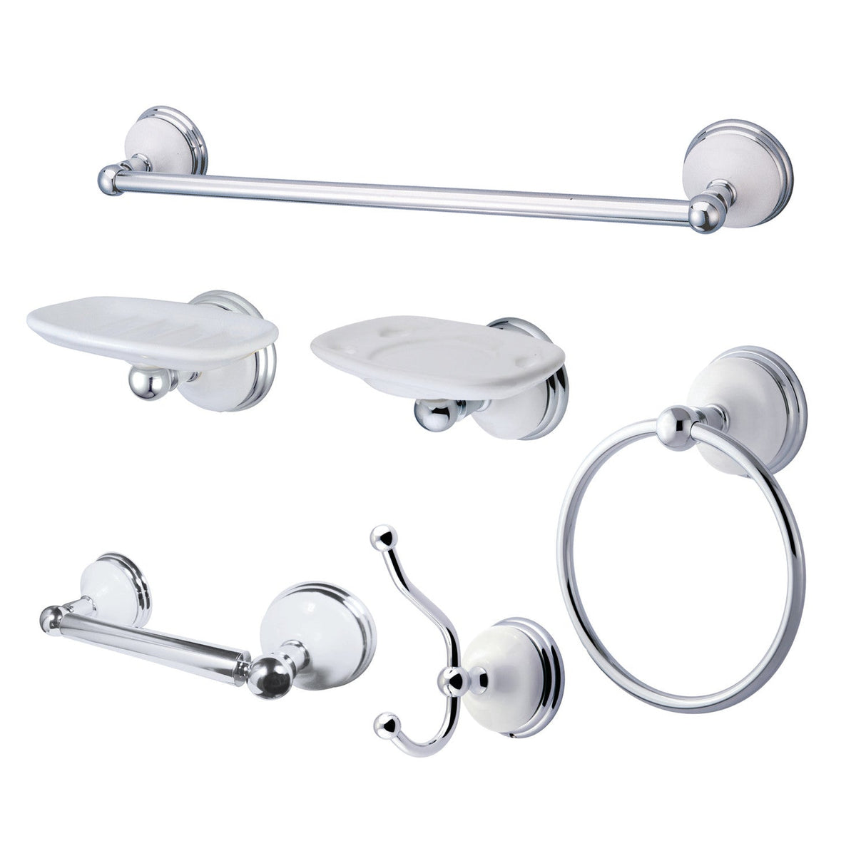 Victorian BAK1110C2 6-Piece Bathroom Hardware Set, Polished Chrome
