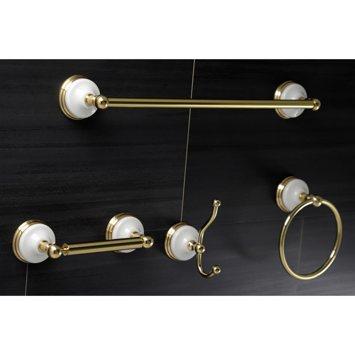 Victorian BAK1112478PB 4-Piece Bathroom Hardware Set, Polished Brass