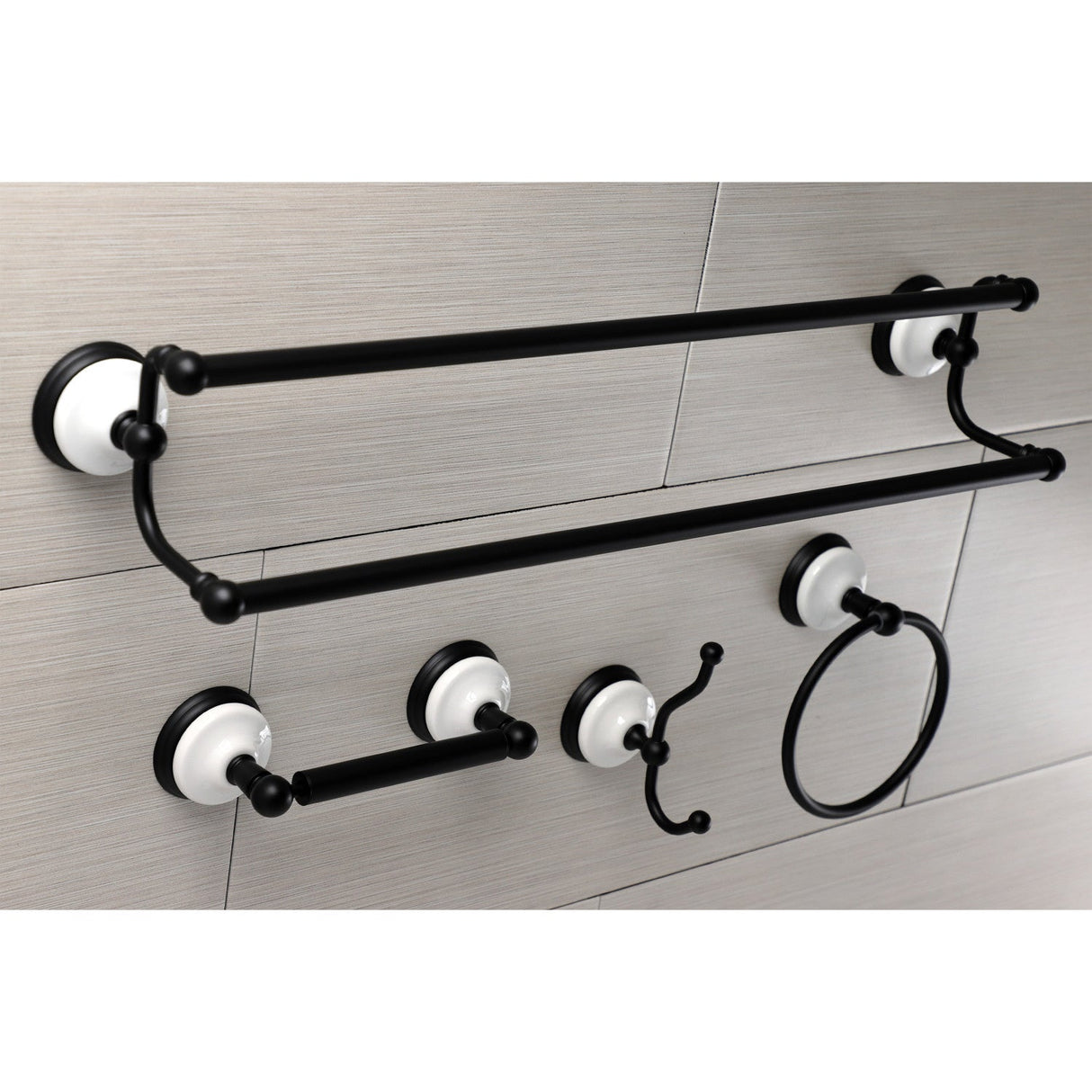 Victorian BAK1113478MB 4-Piece Bathroom Hardware Set, Matte Black