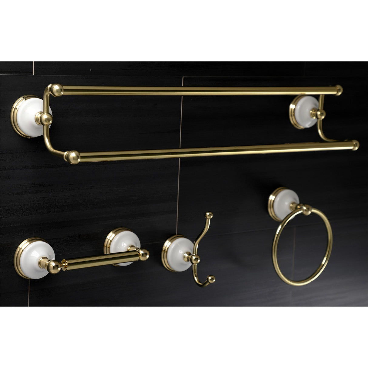 Victorian BAK1113478PB 4-Piece Bathroom Hardware Set, Polished Brass