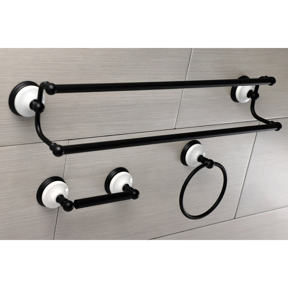 Victorian BAK111348MB 3-Piece Bathroom Hardware Set, Matte Black