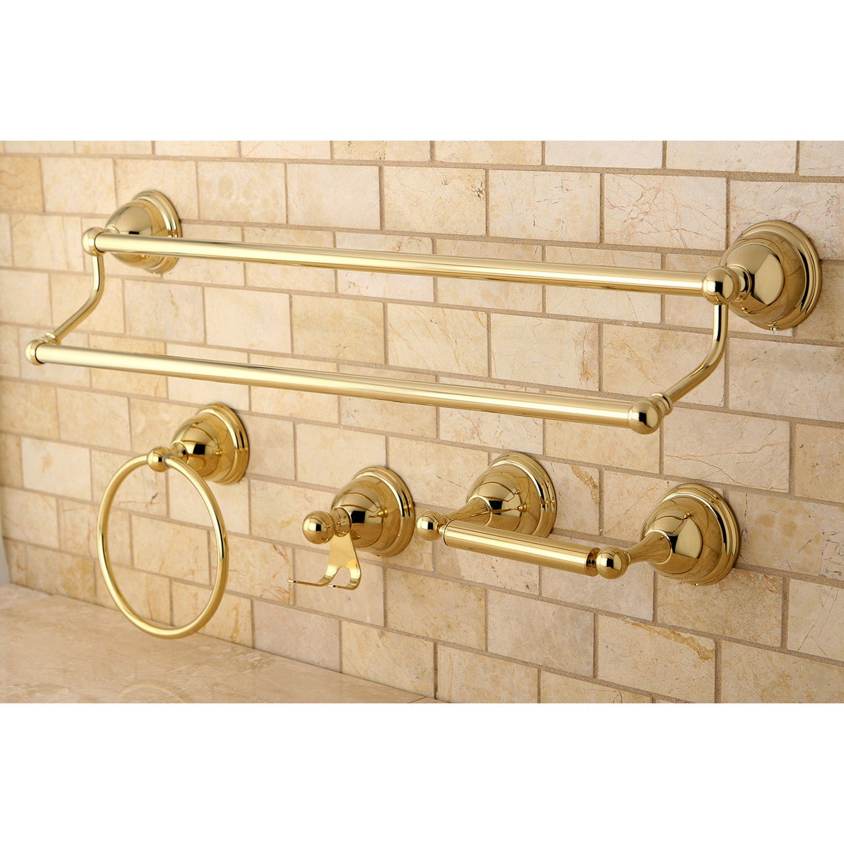 Restoration BAK3963478PB 4-Piece Bathroom Hardware Set, Polished Brass