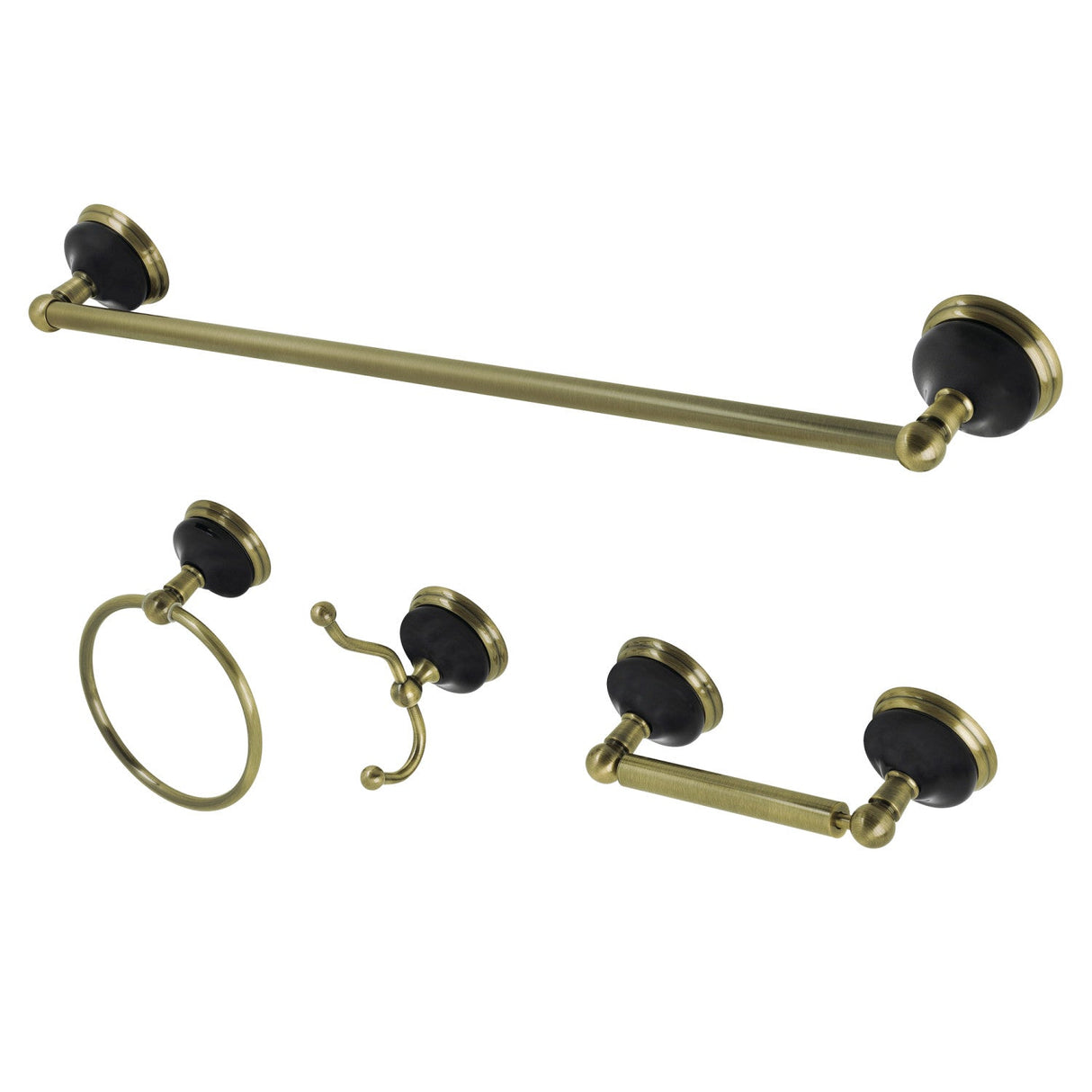 Water Onyx BAK9111478AB 4-Piece Bathroom Hardware Set, Antique Brass