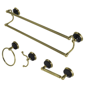 Water Onyx BAK9113478AB 4-Piece Bathroom Hardware Set, Antique Brass