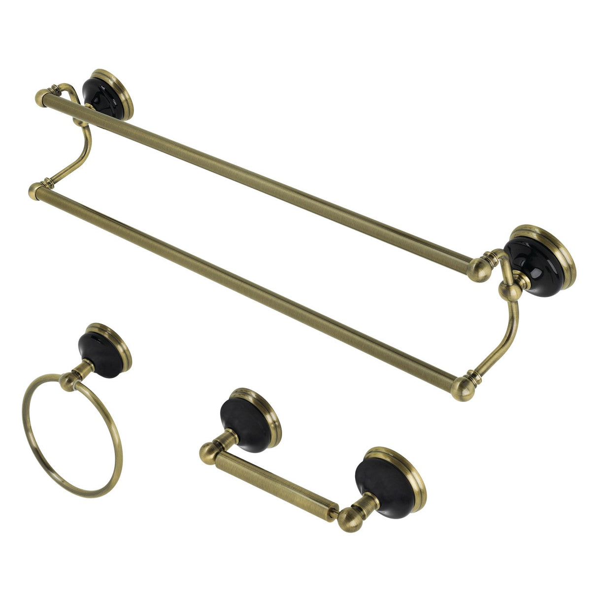 Water Onyx BAK911348AB 3-Piece Bathroom Hardware Set, Antique Brass