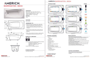 Americh BA6634TA2-BI Barrington 6634 - Tub Only / Airbath 2 - Biscuit