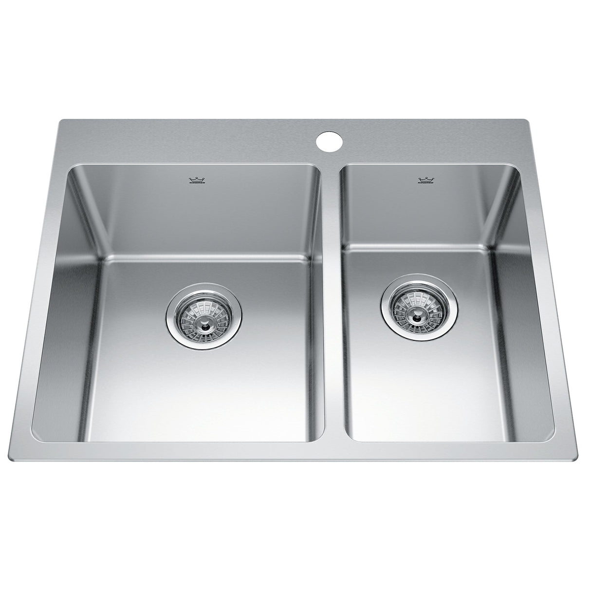 KINDRED BCL2127R-9-1N Brookmore 27-in LR x 20.9-in FB x 9-in DP Drop in Double Bowl Stainless Steel Sink In Commercial Satin Finish