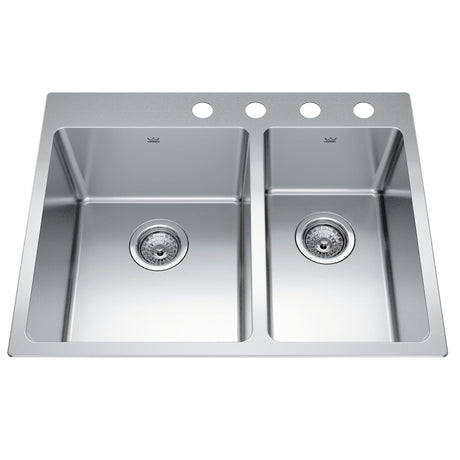 KINDRED BCL2127R-9-4N Brookmore 27-in LR x 20.9-in FB x 9-in DP Drop in Double Bowl Stainless Steel Sink In Commercial Satin Finish