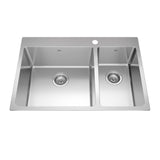 KINDRED BCL2131R-9-1N Brookmore 31-in LR x 20.9-in FB x 9-in DP Drop in Double Bowl Stainless Steel Sink In Commercial Satin Finish