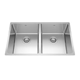 KINDRED BDU1831-9N Brookmore 12.1-in LR x 18.2-in FB x 9-in DP Undermount Double Bowl Stainless Steel Sink In Commercial Satin Finish