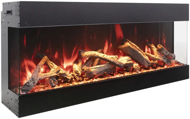 Amantii TRV-85-BESPOKE Tru View Bespoke - 85" Indoor / Outdoor 3 Sided Electric Fireplace Featuring a 20" Height, WiFi Compatibility, Bluetooth Connectivity, Multi Function Remote, and a Selection of Media Options