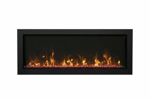 Amantii BI-40-XTRASLIM Panorama Xtraslim Full View Smart Electric  - 40" Indoor /Outdoor WiFi Enabled  Fireplace, featuring a MultiFunction Remote, Multi Speed Flame Motor, Glass Media & a Black Trim