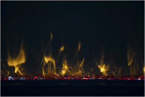 Amantii BI-60-SLIM-OD Panorama Slim Full View Smart Electric  - 60" Indoor /Outdoor WiFi Enabled Fireplace, featuring a MultiFunction Remote, Multi Speed Flame Motor, Glass Media & a Black Trim
