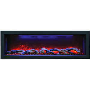 Amantii BI-50-DEEP-OD Panorama Deep Full View Smart Electric  - 50" Indoor /Outdoor WiFi Enabled Fireplace, featuring a MultiFunction Remote, Multi Speed Flame Motor, Glass Media & a Black Trim