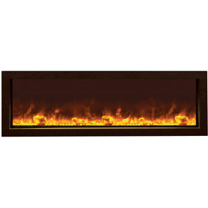 Amantii BI-50-SLIM-OD Panorama Slim Full View Smart Electric  - 50" Indoor /Outdoor WiFi Enabled Fireplace, featuring a MultiFunction Remote, Multi Speed Flame Motor, Glass Media & a Black Trim
