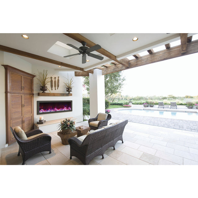 Amantii BI-50-SLIM-OD Panorama Slim Full View Smart Electric  - 50" Indoor /Outdoor WiFi Enabled Fireplace, featuring a MultiFunction Remote, Multi Speed Flame Motor, Glass Media & a Black Trim