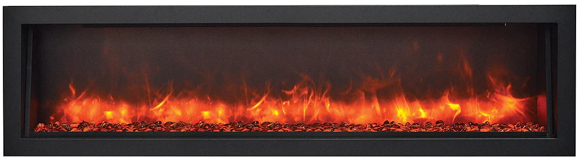 Amantii BI-72-DEEP-OD Panorama Deep Full View Smart Electric  - 72" Indoor /Outdoor WiFi Enabled Fireplace, featuring a MultiFunction Remote, Multi Speed Flame Motor, Glass Media & a Black Trim