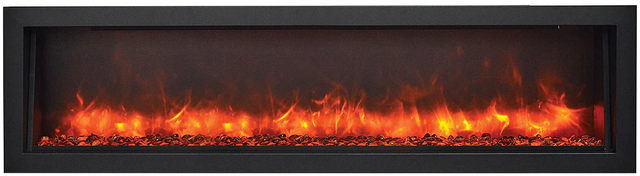 Amantii BI-72-DEEP-OD Panorama Deep Full View Smart Electric  - 72" Indoor /Outdoor WiFi Enabled Fireplace, featuring a MultiFunction Remote, Multi Speed Flame Motor, Glass Media & a Black Trim
