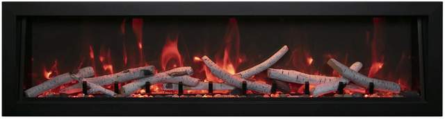 Amantii BI-88-DEEP-OD Panorama Deep Full View Smart Electric  - 88" Indoor /Outdoor WiFi Enabled Fireplace, featuring a MultiFunction Remote, Multi Speed Flame Motor, Glass Media & a Black Trim