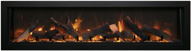 Amantii BI-88-DEEP-OD Panorama Deep Full View Smart Electric  - 88" Indoor /Outdoor WiFi Enabled Fireplace, featuring a MultiFunction Remote, Multi Speed Flame Motor, Glass Media & a Black Trim