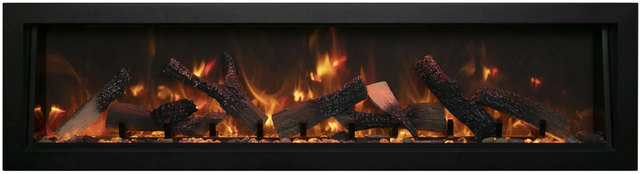 Amantii BI-60-DEEP-XT Panorama Deep & Xtra Tall Full View Smart Electric  - 60" Indoor /Outdoor WiFi Enabled  Fireplace, featuring a MultiFunction Remote, Multi Speed Flame Motor, Glass Media & a Black Trim