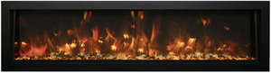 Amantii BI-60-DEEP-OD Panorama Deep Full View Smart Electric  - 60" Indoor /Outdoor WiFi Enabled Fireplace, featuring a MultiFunction Remote, Multi Speed Flame Motor, Glass Media & a Black Trim