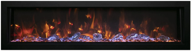 Amantii BI-72-DEEP-OD Panorama Deep Full View Smart Electric  - 72" Indoor /Outdoor WiFi Enabled Fireplace, featuring a MultiFunction Remote, Multi Speed Flame Motor, Glass Media & a Black Trim