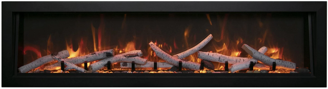 Amantii BI-60-DEEP-XT Panorama Deep & Xtra Tall Full View Smart Electric  - 60" Indoor /Outdoor WiFi Enabled  Fireplace, featuring a MultiFunction Remote, Multi Speed Flame Motor, Glass Media & a Black Trim