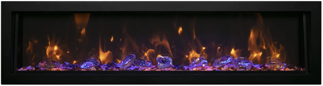 Amantii BI-60-DEEP-XT Panorama Deep & Xtra Tall Full View Smart Electric  - 60" Indoor /Outdoor WiFi Enabled  Fireplace, featuring a MultiFunction Remote, Multi Speed Flame Motor, Glass Media & a Black Trim