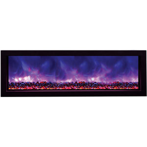Amantii BI-50-SLIM-OD Panorama Slim Full View Smart Electric  - 50" Indoor /Outdoor WiFi Enabled Fireplace, featuring a MultiFunction Remote, Multi Speed Flame Motor, Glass Media & a Black Trim