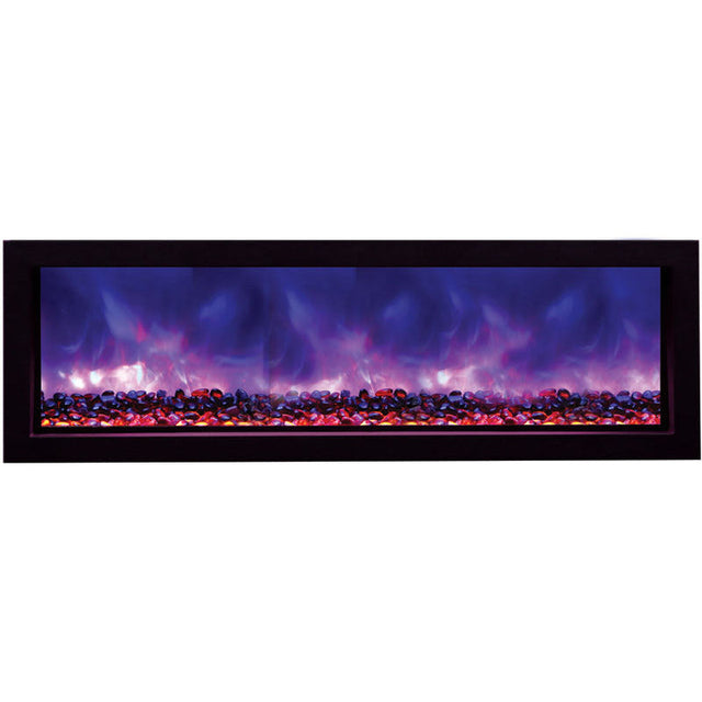Amantii BI-50-SLIM-OD Panorama Slim Full View Smart Electric  - 50" Indoor /Outdoor WiFi Enabled Fireplace, featuring a MultiFunction Remote, Multi Speed Flame Motor, Glass Media & a Black Trim